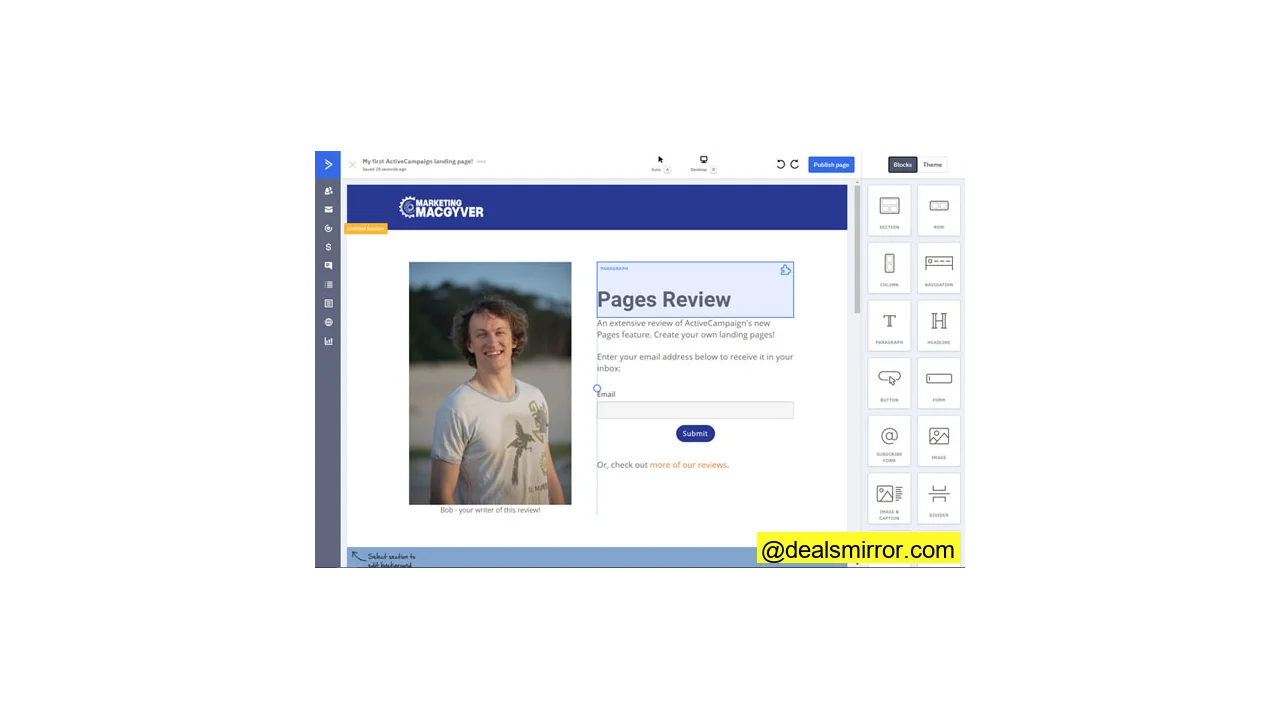 ActiveCampaign Landing Pages Editor