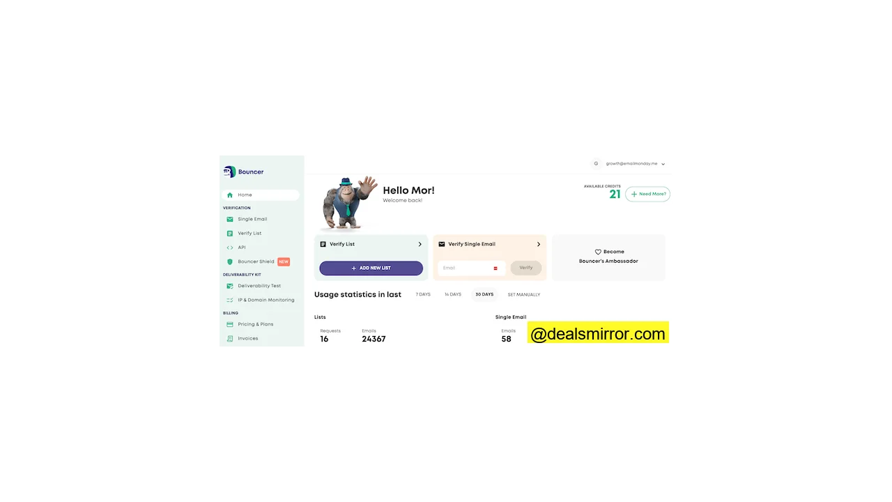 herramienta de verificación de correo electrónico de Bouncer para la limpieza de listas