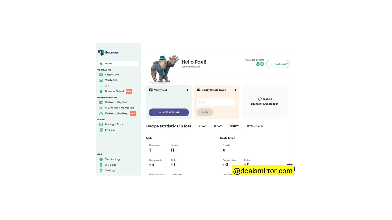 Panel de control de Bouncer