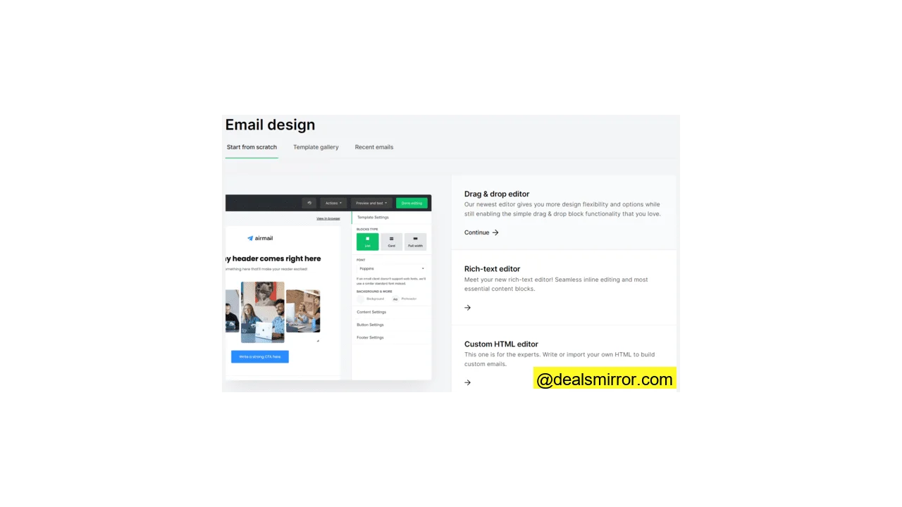 options for creating emails in MailerLite vs Mailchimp