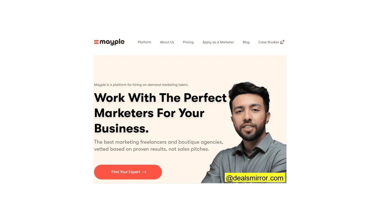 página de inicio de Mayple mejores sitios web para freelance