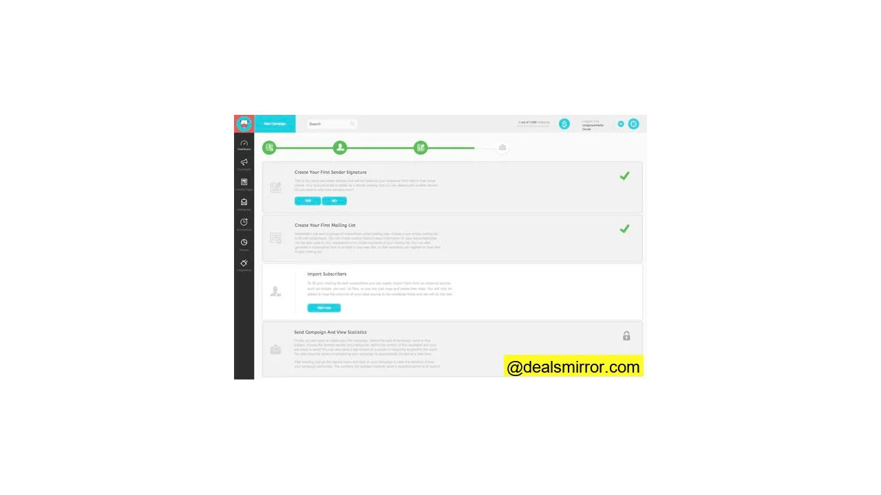 panel de control de Moosend email marketing de cannabis