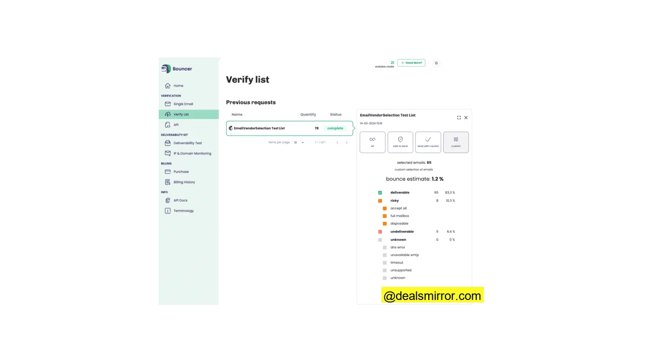 verificación de listas de email